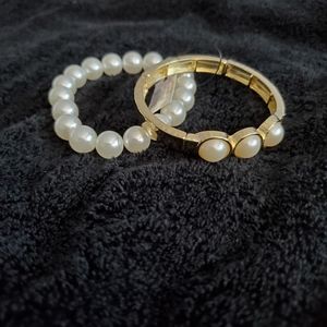 Chico's gold and white pearl bracelets NWT